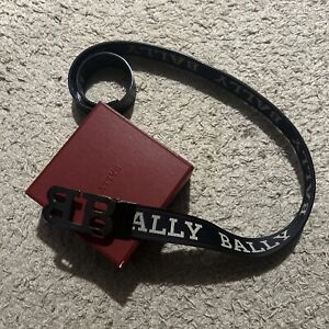 Bally Mirror B Buckle Reversible SIZE 110/44 Black Red White Leather Textile