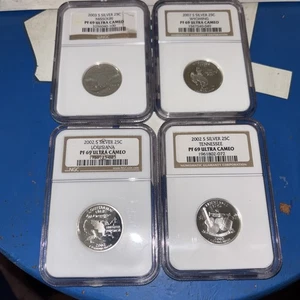 Missouri Wyoming Louisiana Tennessee Proof  Silver Quarters NGC  PF 69 UC - Picture 1 of 2