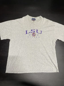 Size X-large Vintage NCC LSU Tigers Embroidered Logo Grey Tee Shirt - Picture 1 of 7