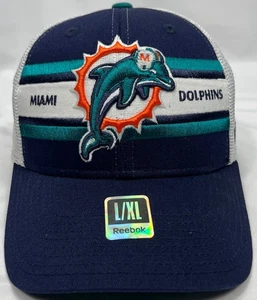 NWOT Miami Dolphins Reebok Onfield NFL Equipment Hat Cap L/XL Fitted - Picture 1 of 7