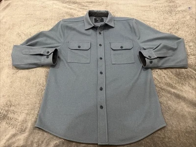 Sobrecamisa costera BYLT Basics para hombre M camisa abotonada chaqueta azul pizarra Foto 1 de 4