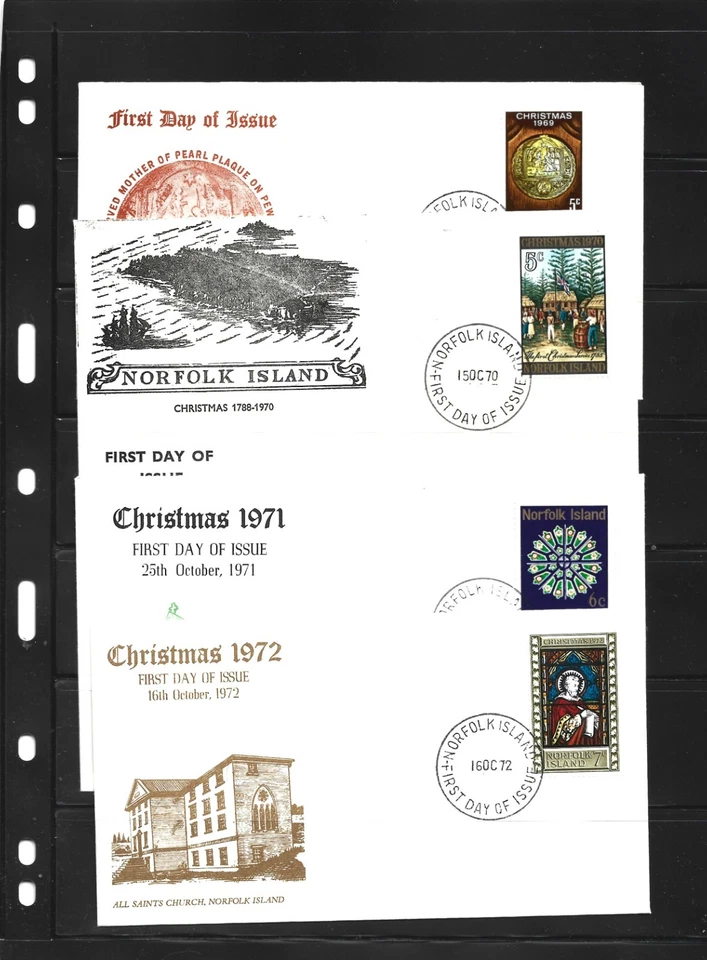 Isla Norfolk 1969,70,71,72 Navidad FDC todo sin dirección Foto 1 de 1
