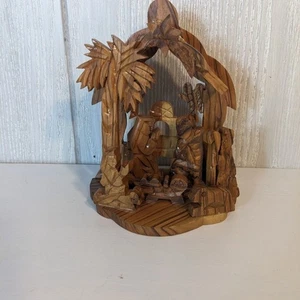 Bethlehem Olive Wood Nativity Scene Piece Israel Hand Carved EUC - Picture 1 of 6