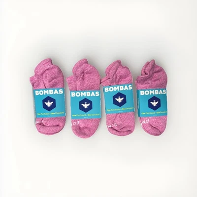 4 Pair Bombas Women's Pink And White Colors Ankle Sock Size Medium - Image 1 of 3