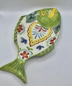Maxcera Tuscan Jewel Fischteller handbemalt 14 Zoll lang - Bild 1 von 5