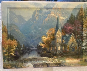 Thomas Kinkade The Mountain Chapel Matted Ceramic Plate Print 7x9” - Picture 1 of 4