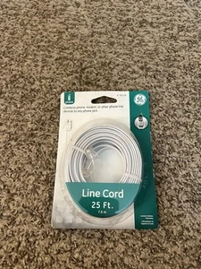 GE Jasco 76119 25' White Phone Cord for Landline Telephones RJ11 - Zdjęcie 1 z 2