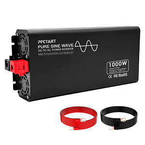 PFCTART 1000W Pure Sine Wave Solar Inverter 12V DC Battery Power LCD & Remote RV