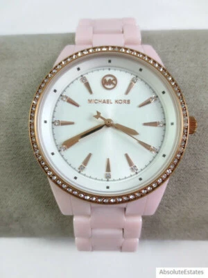 NUEVO Reloj Michael Kors Ritz Rosa Cerámica Oro Rosa Brillo Damas MK6838 NUEVO EN CAJA + Caja Foto 1 de 4