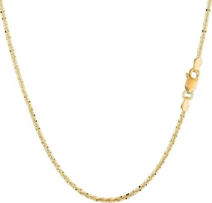 1.80mm Rock Sparkle Twisted Chain Necklace Real Solid 14K Yellow Gold - Picture 1 of 6