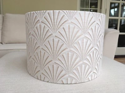 Art Deco Fan Lamp Shade Clarke And Clarke Chrysler Rose Gold Fabric Lampshade - Image 1 of 4