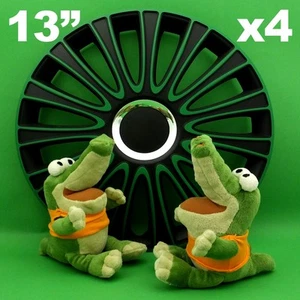 Enjoliveurs 13" LeMans ★ 4 pièces ★ NOIR+VERT pour FIAT Punto Panda Seicento - Foto 1 di 1