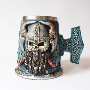 VIKING TANKARD MUG Danegeld Nemesis Now - Stainless steel and resin 600ml - Picture 1 of 13