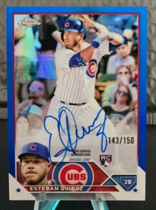 2023 Topps Chrome Esteban Quiroz RC AUTO TRUE BLUE /150 - Chicago Cubs - Picture 1 of 2