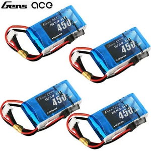 4x Gens Ace 450mAh 11.1V 25C 3S Lipo RC Airplane Battery Pack With JST Plug - Picture 1 of 7