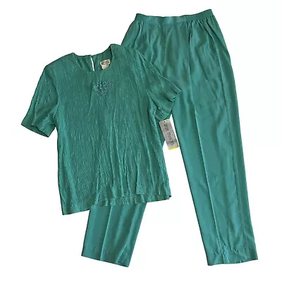 NUEVO CON ETIQUETAS 2 Piezas Pantalón Traje Conjunto Blusa Acanalada Vestido Camisa Top Conjunto EE. UU. Mediano Foto 1 de 4