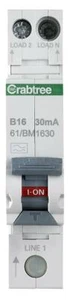 16A 30MA RCBO SINGLE MODULE B CURVE, CURRENT RATING 16A, NO. OF POL FOR CRABTREE - Picture 1 of 1