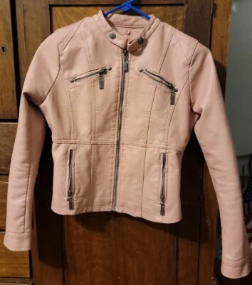 Abrigo Chaqueta JouJou Niñas Jóvenes XL Rosa Cuero Look A+ Foto 1 de 4