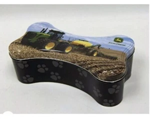 John Deere Dog Bone Shaped Treat Snack container 9"x4.5"x3" Handy Tin - Picture 1 of 6
