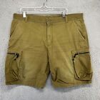 Nike Cargo Shorts Men's 38 Green Faded Ripstop Zip Pockets Cotton Tonal Swoosh