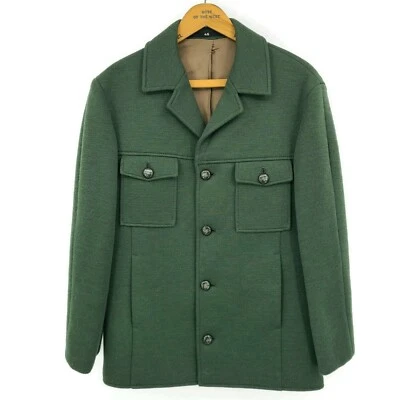 复古 FFF 运动服夹克男式 46 绿色羊毛混纺荷兰 — 第 1/4 张图片