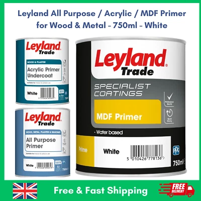 Leyland All Purpose  Acrylic  MDF Primer for Wood  Metal  750ml  White - Image 1 of 4