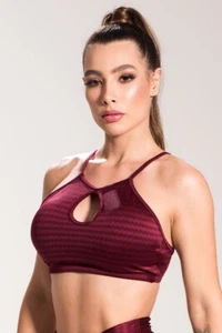 Reggiseno sportivo brasiliano comfort top goccia imbottitura rimovibile vino Cire S M L 79233 - Foto 1 di 3