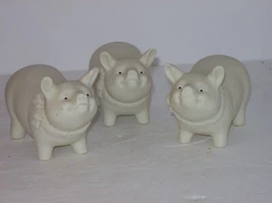 THREE DEPT. 56 EASTER 1998 BISQUE PIG FIGURINES - Picture 1 of 5