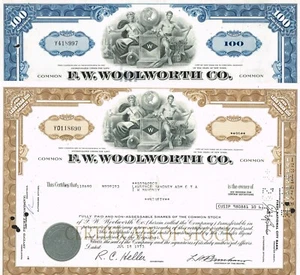 USA SET OF F.W. WOOLWORTH CO. stock certificate/bond - Picture 1 of 1