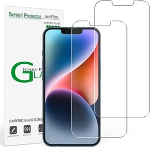 amFilm 2er Pack Displayschutzfolie für iPhone 14/13/13pro 6,1", Anti-Kratzer - Bild 1 von 6