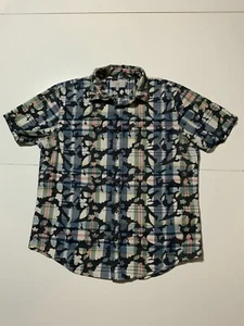 Jack Spade New York Plaid Hawaiian Floral Cotton S/S Button Shirt Sz. L - Picture 1 of 7