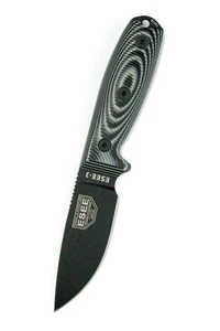 ESEE Knives 3PMB-002 Fixed Blade Knife Black 1095 Carbon Steel Black/Gray G10 - Imagen 1 de 3