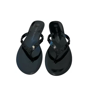 TORY BURCH Black Studded Jelly Flip Flops Size 7 - Picture 1 of 7
