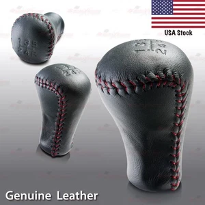 5 Speed MT Genuine BLACK Leather w/ RED Stitches Gear Shift Knob For Toyota Only - Picture 1 of 6