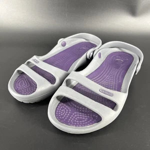 Crocs Cleo II Sandal Grey/Purple Slip-on Sling Back Open Toe Double Strap Size 6 - Picture 1 of 10