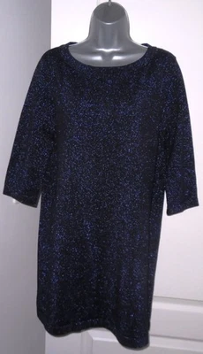 ✿LadiesPHASE EIGHT black purple stretch glitter t-shirt dress  size 14✿ - Image 1 of 4