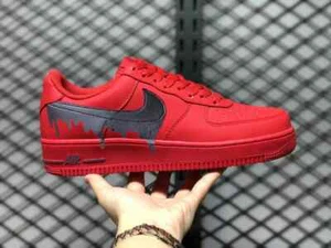 Nike Air Force 1 Custom Sneakers Triple Red Black Drip Shoes Mens Womens Kids - Picture 1 of 8