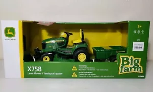 New In Box 2022 John Deere Official 1/16 Big Farm X758 Lawn Tractor Set TOMY Toy - Picture 1 of 5