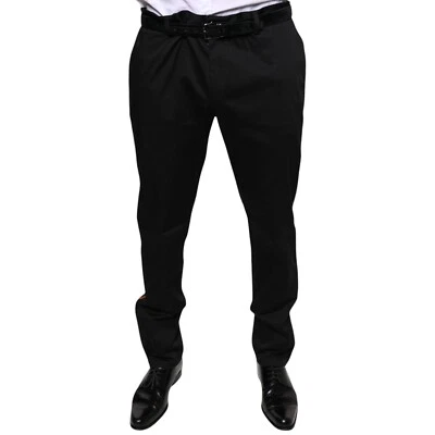 DOLCE & GABBANA Pantalones Negro Algodón Elastizado Ajustado Hombre Vestido IT56/W42/XXL 570usd Foto 1 de 4