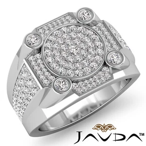 Designer Hip Hop Cluster Men's Diamond Micro Pave Setting Gold Ring 1.20Ctw - Picture 1 of 30