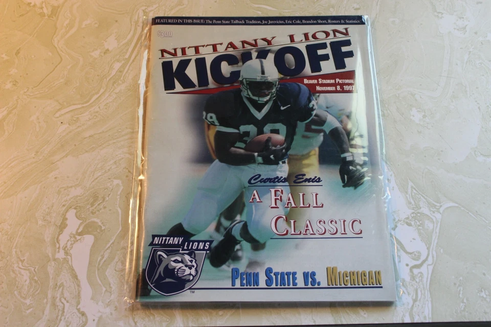 PROGRAMA DE FÚTBOL PENN STATE VS MICHIGAN 8 DE NOVIEMBRE DE 1997 CON TOM BRADY Foto 1 de 1