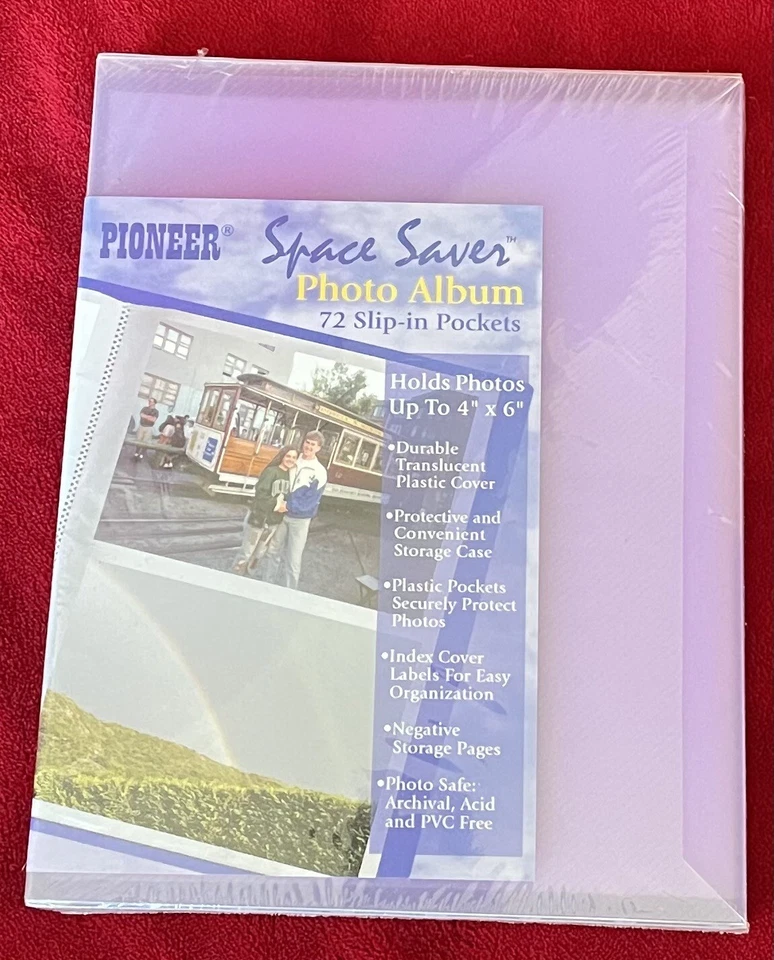 NUEVO álbum de fotos Pioneer Space Saver 72 bolsillos sin cordones púrpura para hasta 4"x6" Foto 1 de 4