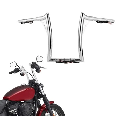 14" Pre-Wired Meathook Ape Hanger Handlebar For Harley Sportster Dyna Road King - Image 1 of 4