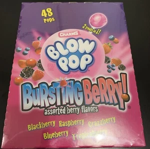 48 Count Charms Blow Pop Bursting Berry Suckers Candy Pops Lollipops - Picture 1 of 2