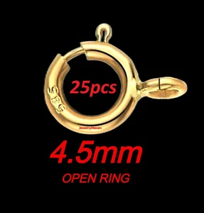 (25) PAQUETE A GRANEL 4,5 mm Oro Amarillo Sólido 14k Cierre de Anillo de Resorte ABIERTO Salto HECHO EN EE. UU. - Imagen 1 de 4