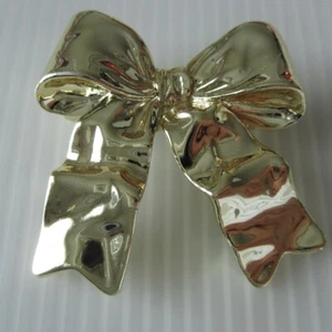 Broche vintage AJC lazo tono dorado Navidad - Imagen 1 de 4