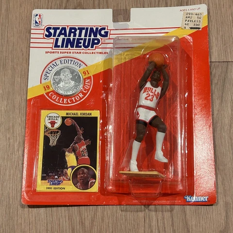 1991 Michael Jordan Starting Lineup SLU Sealed Figure Bulls Shooting Coin Kenner Cover