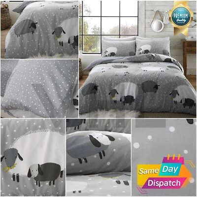 SHEEP DUVET COVER Quilt Set Reversible Polka Dot Bedding Single Double King UK
