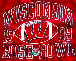 WISCONSIN BADGERS RED TEE T-SHIRT 1999 ROSE BOWL Size: L SANTEE - Picture 1 of 5
