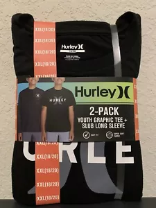 Hurley 2 Pack Boys Teens Graphic Tee & Slub Long Sleeve Size XXL 18/20 NWT - Picture 1 of 3
